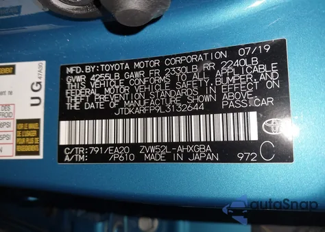 2020 Toyota Prius Prime Limited from USA, damaged, VIN JTDKARFP9L3132644